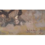 Viski János (1891-1987): Csikós lovakkal. Olaj, vászon, jelezve jobbra lent: Viski J. Dekoratív fakeretben, 60x80 cm. ...