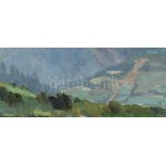 Bosznay István (1868-1944): Fenyőháza (Lubochna, Felvidék, Tátra), 1912. Olaj, karton, jelezve jobbra lent...
