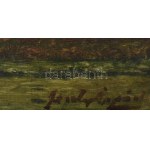 Feszty Árpád (1856-1914): Kislány a falu szélén. Olaj, karton, jelzett. Hátoldalán Feszty Masa (1895-1979)...