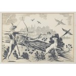 Arkady Kondratski (1901-1977), lengyel művész: Vadászat, Balatonlelle, 1940. Tus, papír, jelezve jobbra lent...
