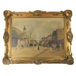 Berkes Antal (1874-1938): Nagyvárosi forgatag. Olaj, vászon, jelzett...