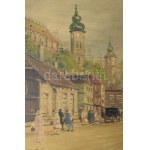 Berkes Antal (1874-1938): Nagyvárosi forgatag. Olaj, vászon, jelzett...