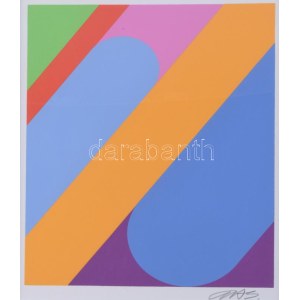 Beöthy-Steiner Anna (1902-1985): Geometrikus kompozíció (cím nélkül). Szitanyomat, papír. Jelzett. Üvegezett fakeretben...