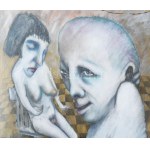 Balla Attila (1959-): Margit és én, 1985. Vegyes technika, karton, jelezve balra lent: Balla 85 04. 62x47,5 cm...