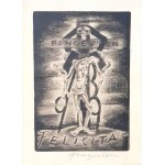 Michel Fingesten (1884-1943): Felicitas 1939. (morbid, újévi üdvözlő grafika a művész saját kezű aláírásával). Rézkarc...