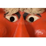 cca 1950 Busómaszk. Fa, birkaprém, szarv, lószőr, 42x38 cm /// cca 1950 Busó mask. Wood, sheepskin, horn, horsehair...