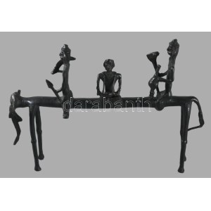 Dogra. Elefánt a harcosokkal. Dél-India, XX. sz., patinázott bronz. Hibátlan, 42x29 cm /// Dogra...