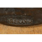 Berán Lajos (1882-1943): Árkádiában. 1940. Bronz plakett, fa lapra applikálva, jelzett, d: 9,5 cm /// Lajos Berán (1882...
