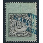 1868 1,5kr okmánybélyeg fordított középrésszel, "C" papíron; a magyar okmánybélyegek egyik legnagyobb ritkasága! (Szűcs...