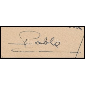 1949 Pablo Picasso (1881-1971) autográf képeslapja unokája, Pablito születésének örömhírével. Eredeti...