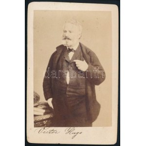 cca 1860 Victor Hugo (1802-1885) francia író portréja, keményhátú fotó, 10,5×6,5 cm