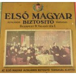 ca 1930 Első Magyar Biztosító rt nagy méretű mechanikus fém asztali naptár. Állítható, festett fém...