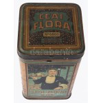 "Ceai Flora No. 6800 BHB" teás fémdoboz, kopott, 18x10x10 cm