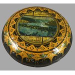 "Rahat Superioara." Ada-Kaleh, Mehmed Kadri & Co. feliratú fém doboz, kopott, d: 14 cm