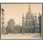 cca 1930 Gdansk (Lengyelország), az 1939-ben lerombolt nagy zsinagóga, hátoldalon német és magyar felirattal...