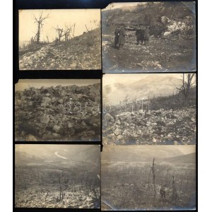 1917 Isonzó, olasz front, a Halál hegyéről (Monte del Morte) és környékéről készült felvételek, több képen a 11...