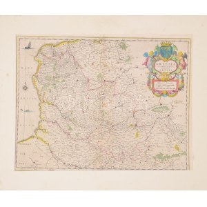 1642 Jan Jansson Artesia comitatus Artois térképe. Színezett rézmetszet. Paszpartuban 51x39 cm ...