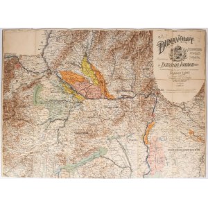 1903 A Dunavölgy vízszabályozási átnézeti térképe, összeáll. Vályi Béla, 1:400 000, vászontérkép két részletben, tokban...