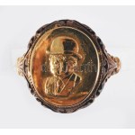 14K arany (Au) gyűrű, kalapos úr ábrázolásával. Dömötör Zoltán (1939-2015...