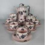 Pre-War Moka Set - Huta Franciszka - Art Deco - Pink Porcelain + Platinum
