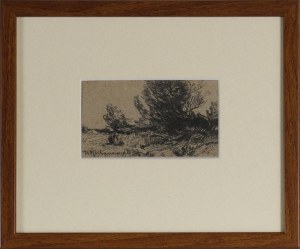 Roman Kazimierz KOCHANOWSKI (1857 Kraków - 1945 Freising, Bawaria), Pejzaż z postacią