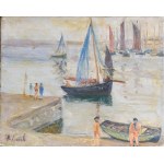 André Léon VIVREL (1886-1976), Boats in a harbor in the south of France, ca. 1930