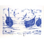 Gabriel ZENDEL (1906 - 1992), Łodzie na morzu, niebieskie, ok. 1970