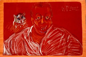 Wiesław OBRZYDOWSKI (1938 - 2017), Portret z kotem, 2012