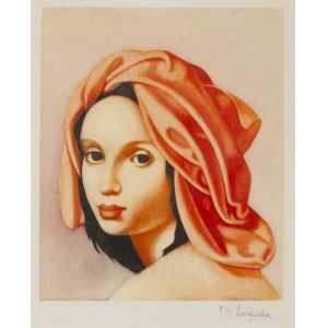 Tamara Lempicka (1894 Mosca - 1980 Cuernavaca, Messico), Donna con turbante rosso, 1956 ca.