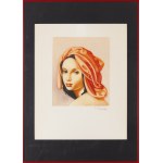 Tamara Lempicka (1894 Mosca - 1980 Cuernavaca, Messico), Donna con turbante rosso, 1956 ca.