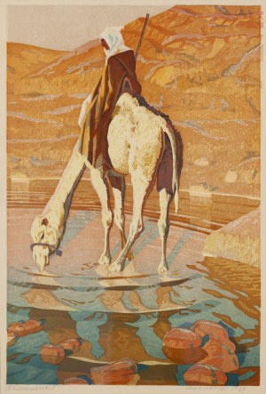 Aleksander Laszenko (1883 Annówka - 1944 Włocławek), Postój przy wodopoju, 1934
