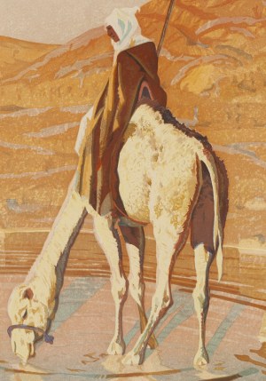 Aleksander Laszenko (1883 Annówka - 1944 Włocławek), Postój przy wodopoju, 1934