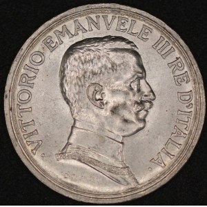 Italy. 1915 2 Lire Vittorio Emanuele III Silver