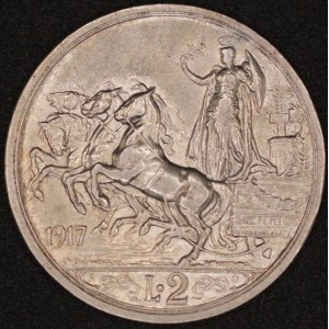 Italy. 1917 2 Lire Silver - Rare Year