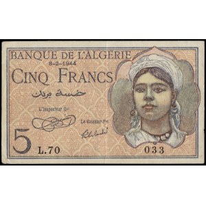 Algeria. 1944 5 Francs
