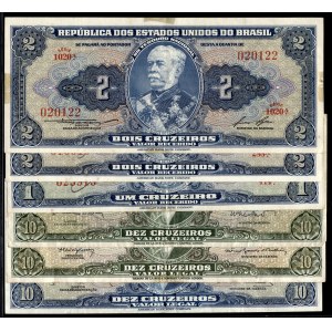 Brazil. 1956-65 - 1 2 10 Cruzeiros - 6 Pieces