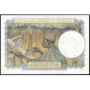 Francuska Afryka Zachodnia. 1943 5 franków 2-3-43 - czerwony numer seryjny