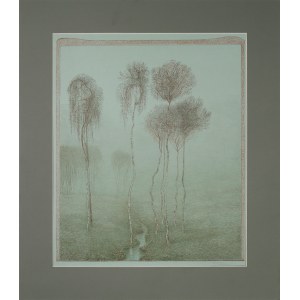 Emilie MEDIZ- PELIKAN (1861-1908), Birches by a stream, ca. 1900.