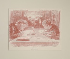 Ludwig MICHALEK (1859-1942), Uczennice na stancji, odrabiają lekcje (tyt.oryg.: ”Beleuchtungsstudie”), 1900