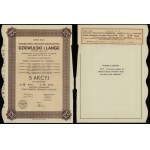 Poland, 5 shares at 250 zlotys = 1,250 zlotys, 1937, Warsaw