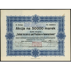 Zakład leczniczy pod Piastem w Inowrocławiu, akcja na 50.000 marek, 5.03.1923, Inowrocław