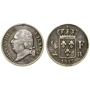 Francja, 1/4 franka, 1817 B, Rouen