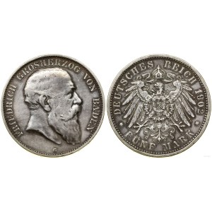 Deutschland, 5 Mark, 1902 G, Karlsruhe