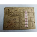 MEMBERSHIP CARD FOR SPORT ASSOCIATION KOLEJARZ KRAKOW 1953