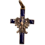 Patriotic jewelry - Enamel cross with Polish eagle - II RP [ patriotic, eagle pattern 27].