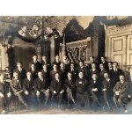 Group photo - Graduates of the State Mining School in Wieliczka year 1927, Wieliczka 1927 [ mining, banner, eagle , II RP ].