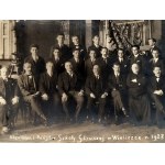 Group photo - Graduates of the State Mining School in Wieliczka year 1927, Wieliczka 1927 [ mining, banner, eagle , II RP ].