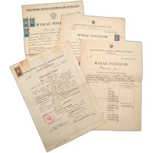 Certificates - Bielsko State Industrial School - Mechanical Department, Bielsko 1930s [ 5 pieces ].