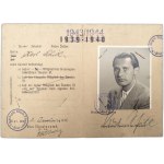 Theater pass/pass (Theaterpaß) for theater members or their families, issued by the United Municipal Theaters Kiel (Vereinigte Städtische Theater Kiel). [Third Reich 1943/44 ]