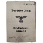 Rückkehrerausweis (return card) - Third Reich 1942